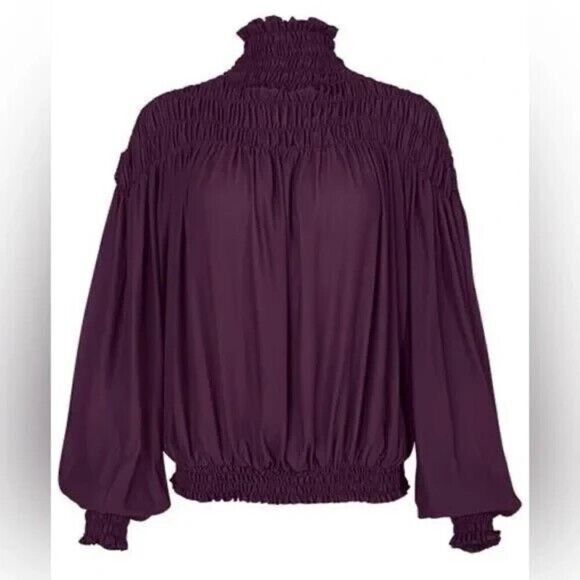 ✨Venus Smocked Detail Dark Purple Sz Large Top✨ - Picture 5 of 13